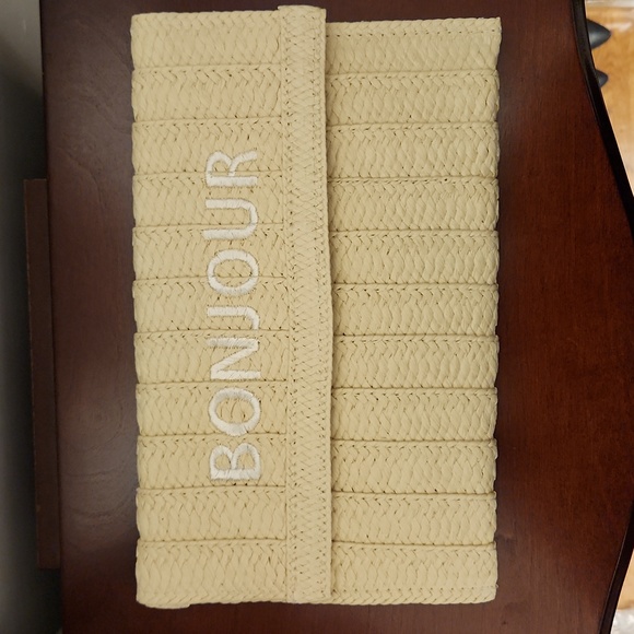 Handbags - Summer straw clutch purse. "Bonjour".